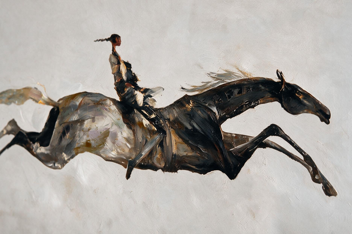 SOLORART Americana Art | Rider on a Leaping Horse
