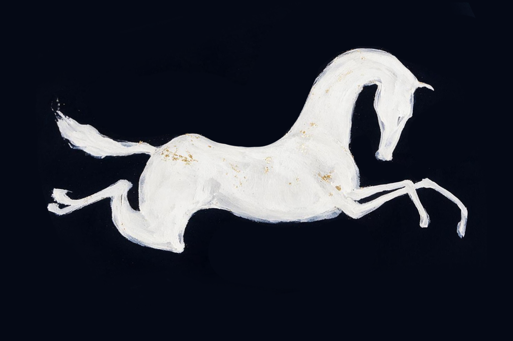 SOLORART Americana Art | White Horse as a Silhouette