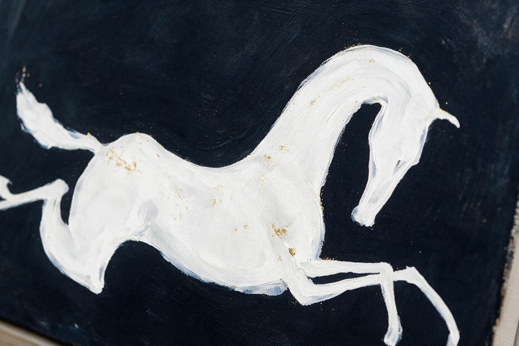 SOLORART Americana Art | White Horse as a Silhouette