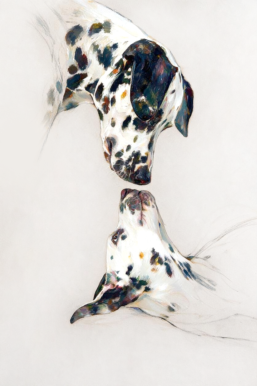 SOLORART Impressionist Art | Two Dalmatians Facing Each Other