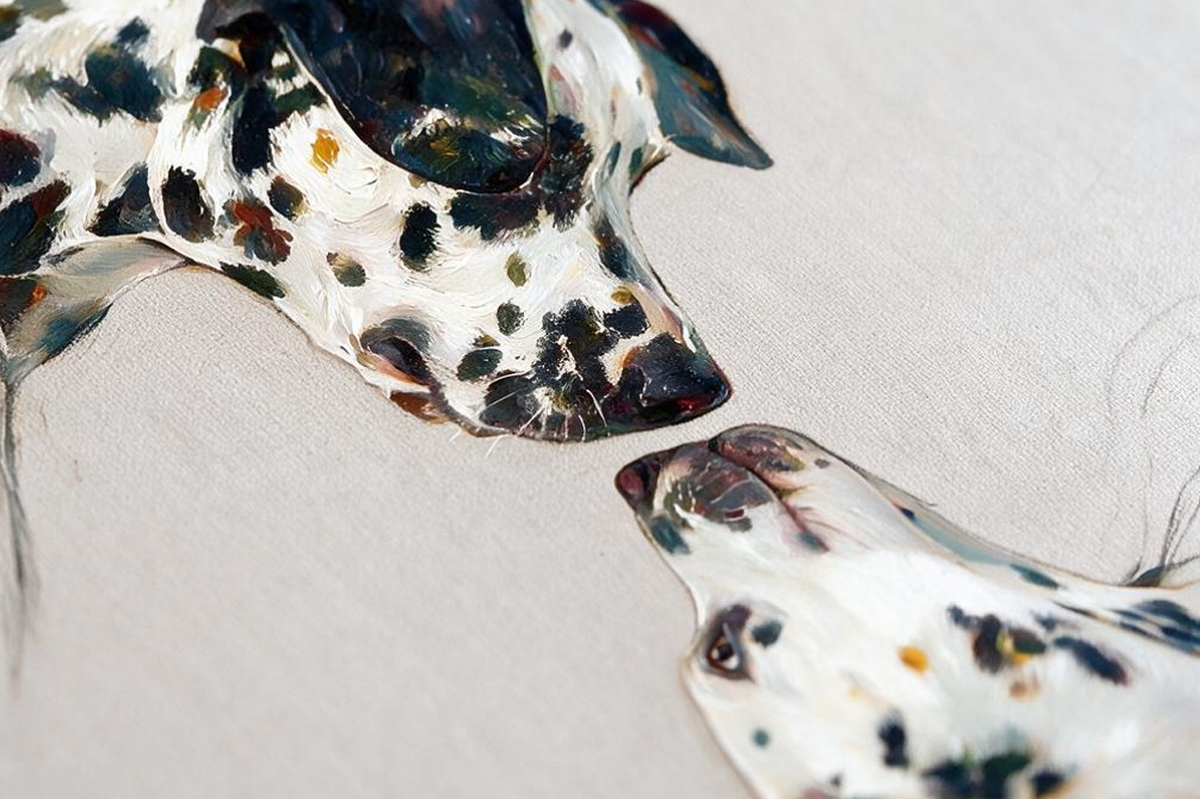 SOLORART Impressionist Art | Two Dalmatians Facing Each Other