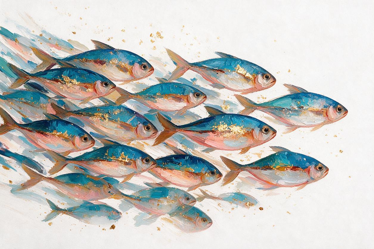 SOLORART Abstract Art | Gilded Shoal in Motion