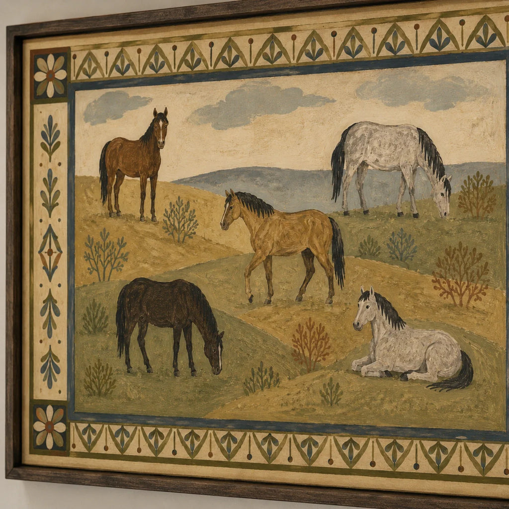 SOLORART Vintage Americana Art |  Hilltop Horses