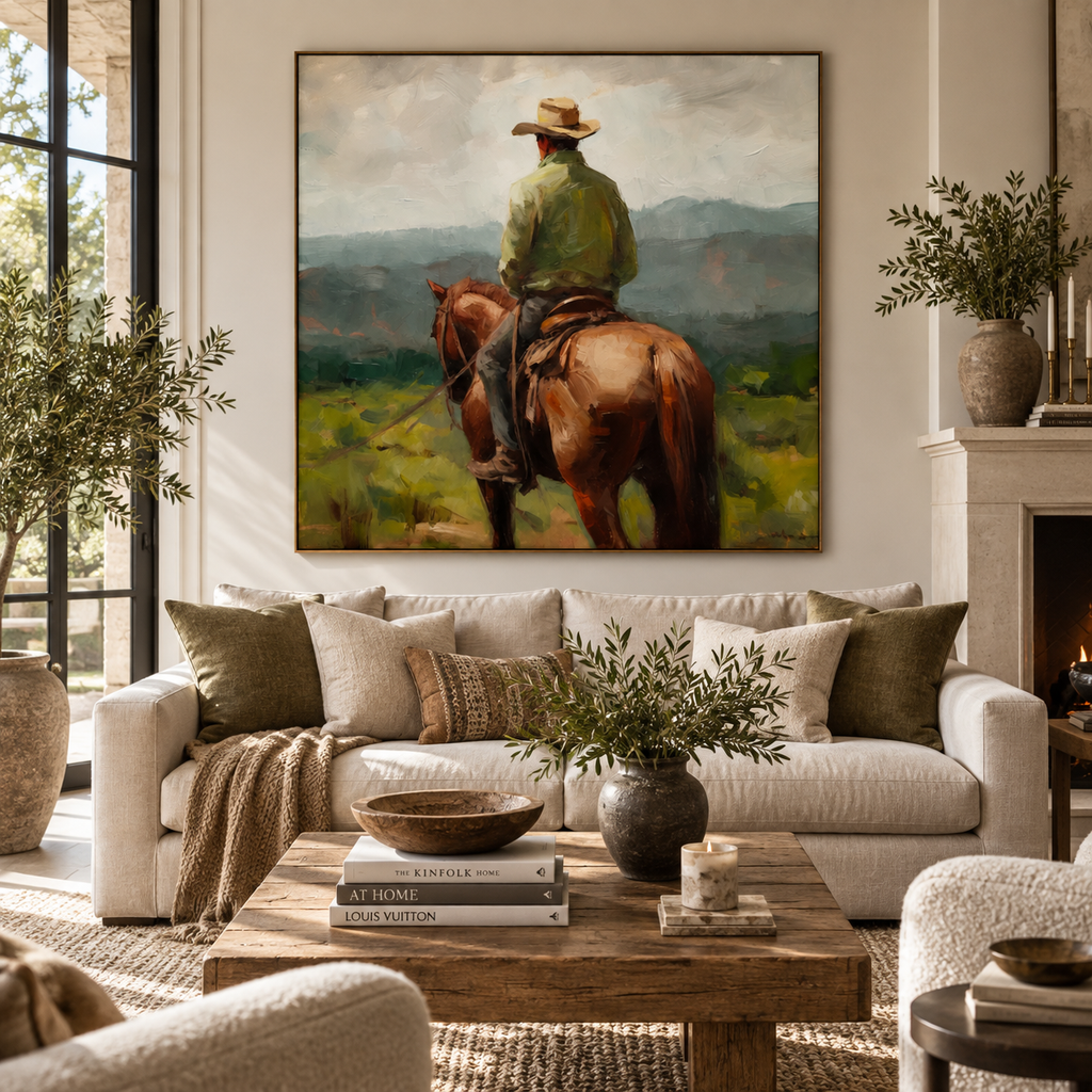 SOLORART Vintage Americana Art | At Rest Before the Distant Ridge