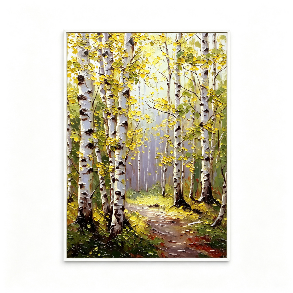 SOLORART Impressionist Art | Autumn Birch Forest Path