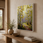 SOLORART Impressionist Art | Autumn Birch Forest Path