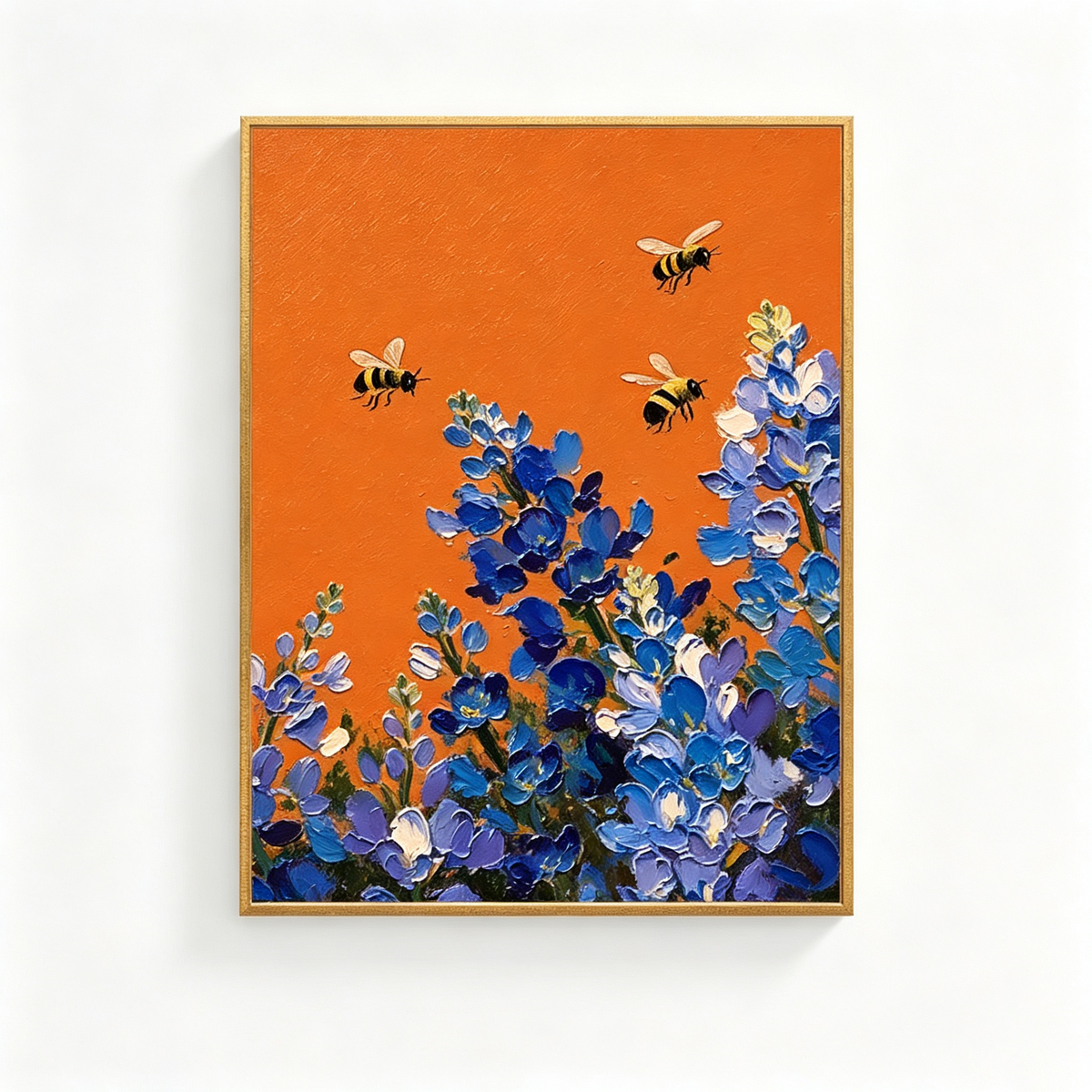 SOLORART 3D-Textured Art | Bluebonnet Bee Dance