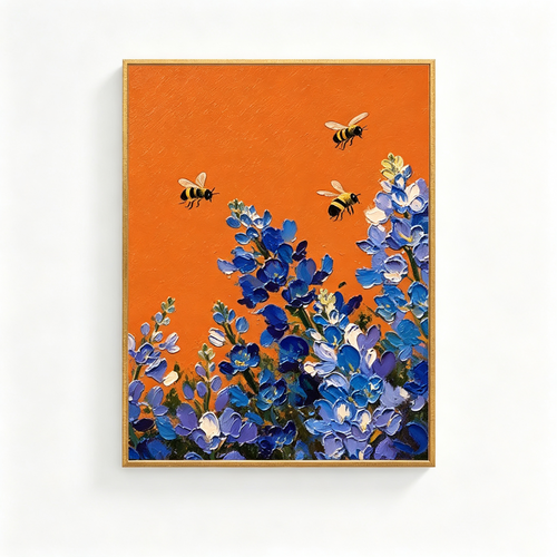 SOLORART 3D-Textured Art | Bluebonnet Bee Dance
