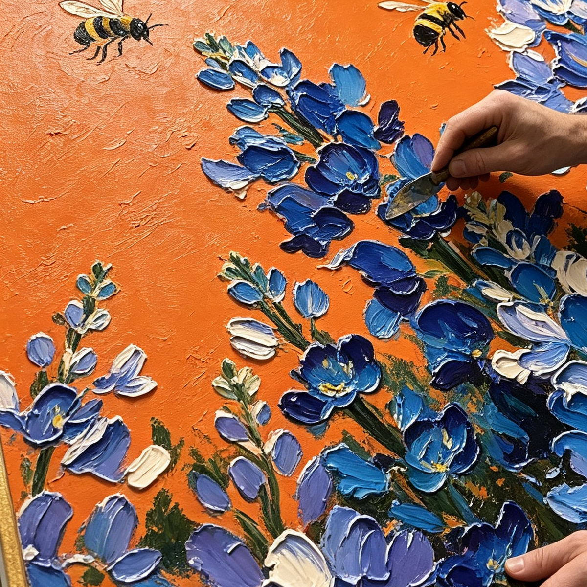 SOLORART 3D-Textured Art | Bluebonnet Bee Dance