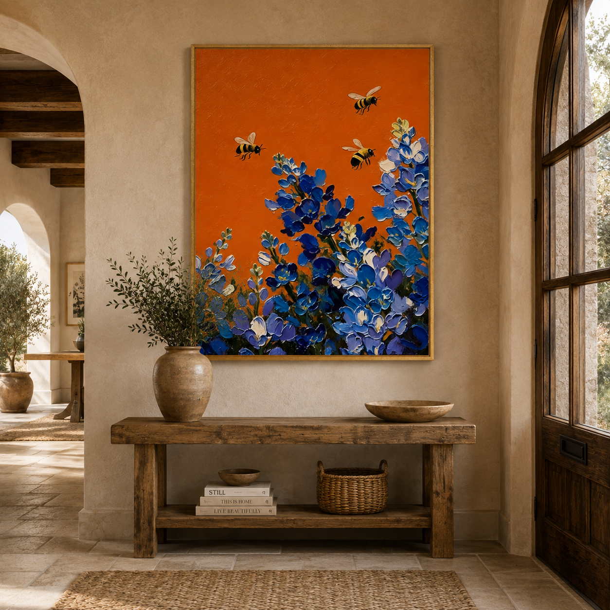 SOLORART 3D-Textured Art | Bluebonnet Bee Dance