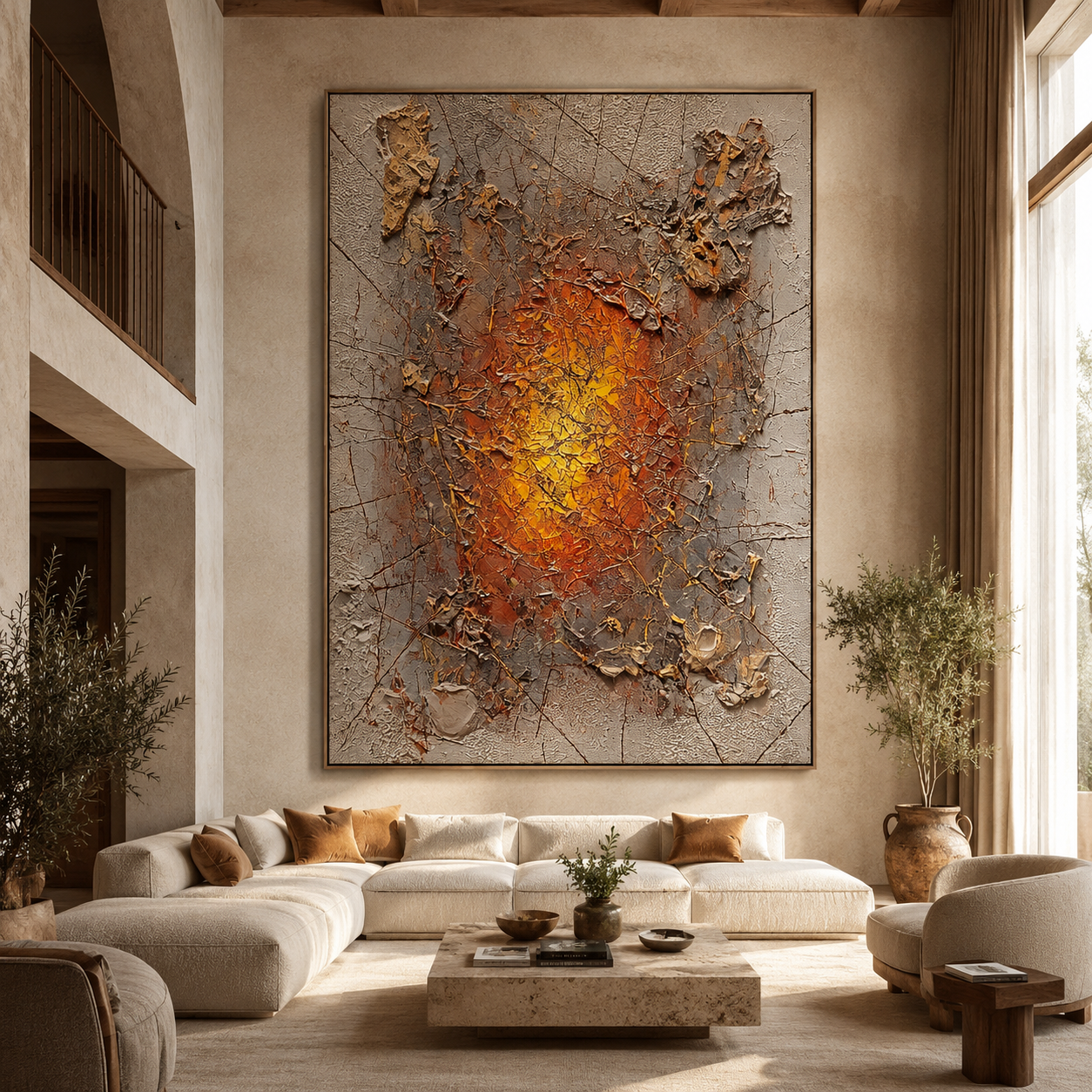 SOLORART Wabi-Sabi Art | Cracked Amber Burst