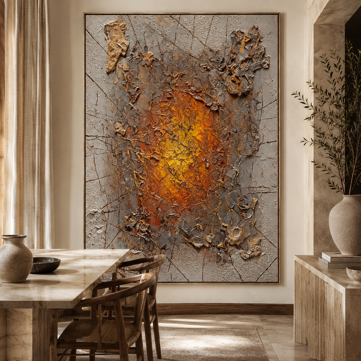 SOLORART Wabi-Sabi Art | Cracked Amber Burst