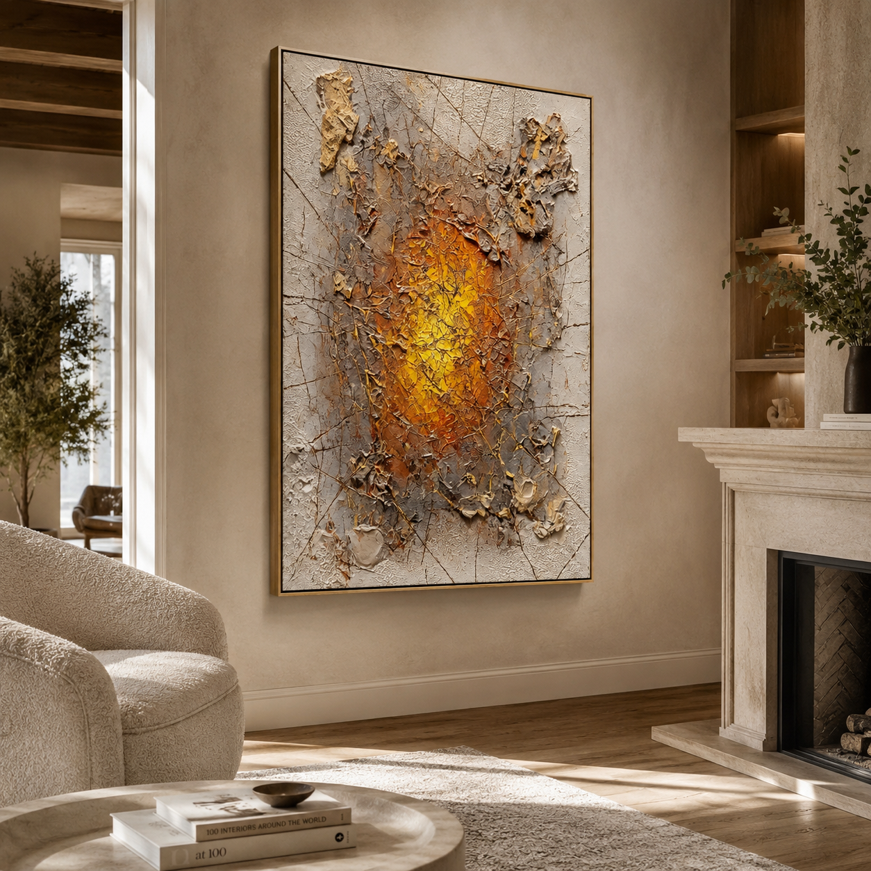 SOLORART Wabi-Sabi Art | Cracked Amber Burst