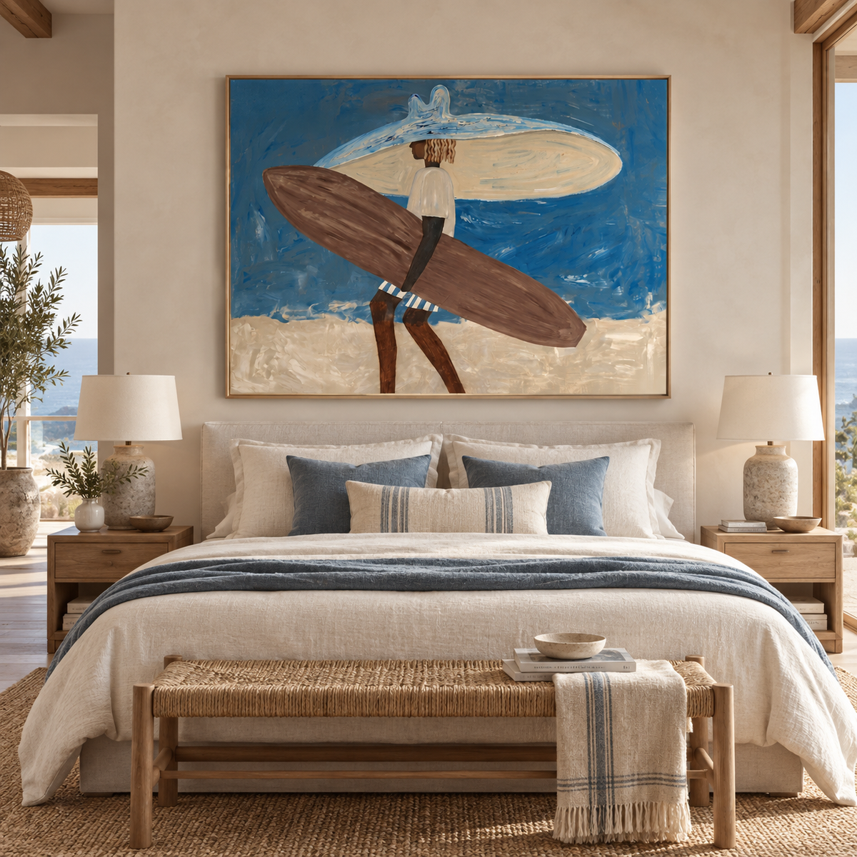 SOLORART Vintage Americana Art | Double Board Surfer