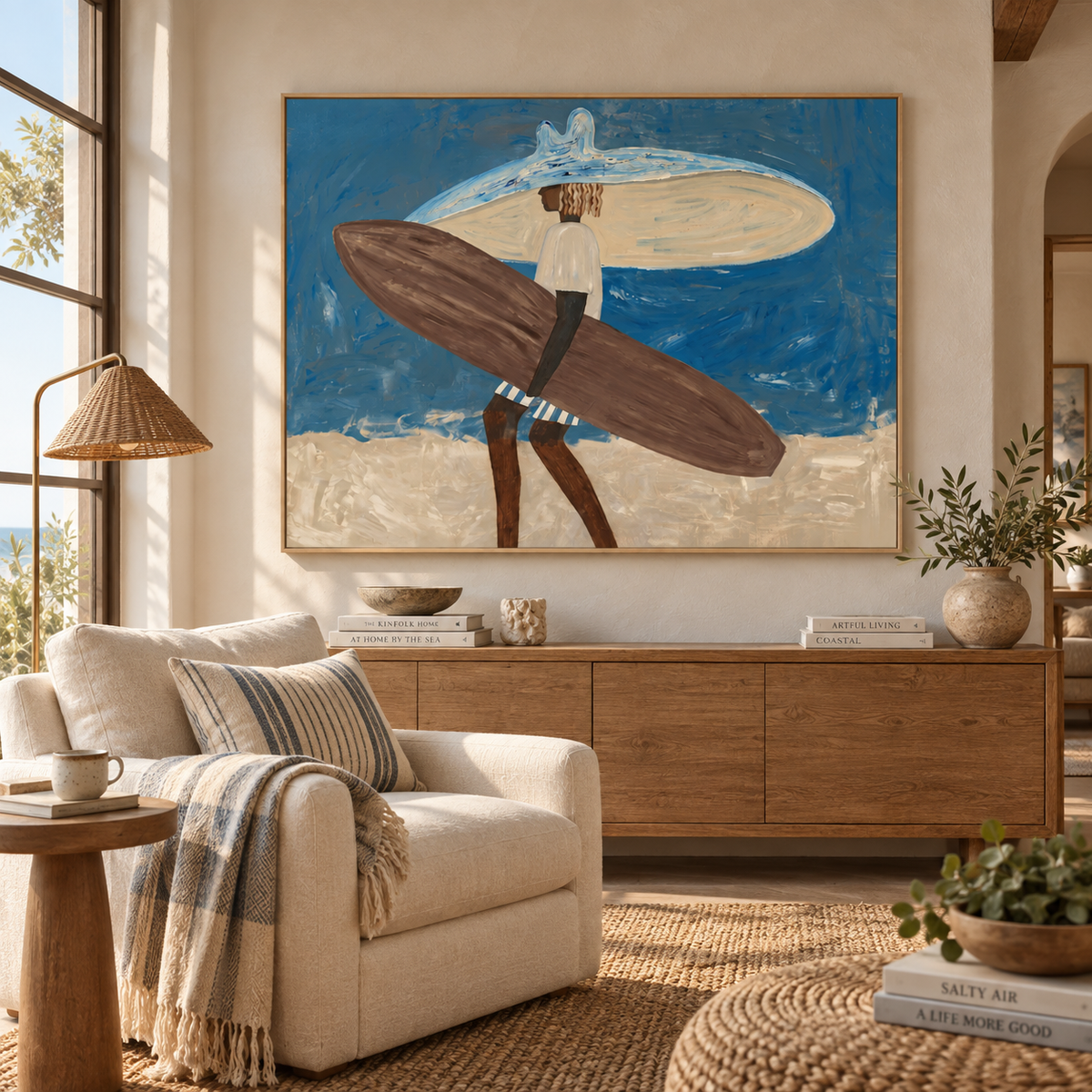 SOLORART Vintage Americana Art | Double Board Surfer