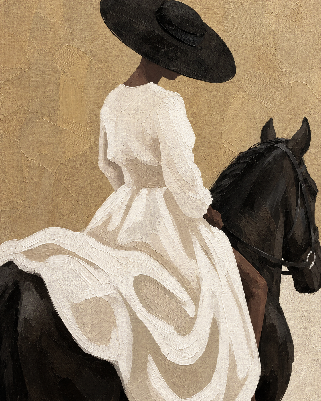 SOLORART Vintage Americana Art | Elegant Ride on the Ivory Steed