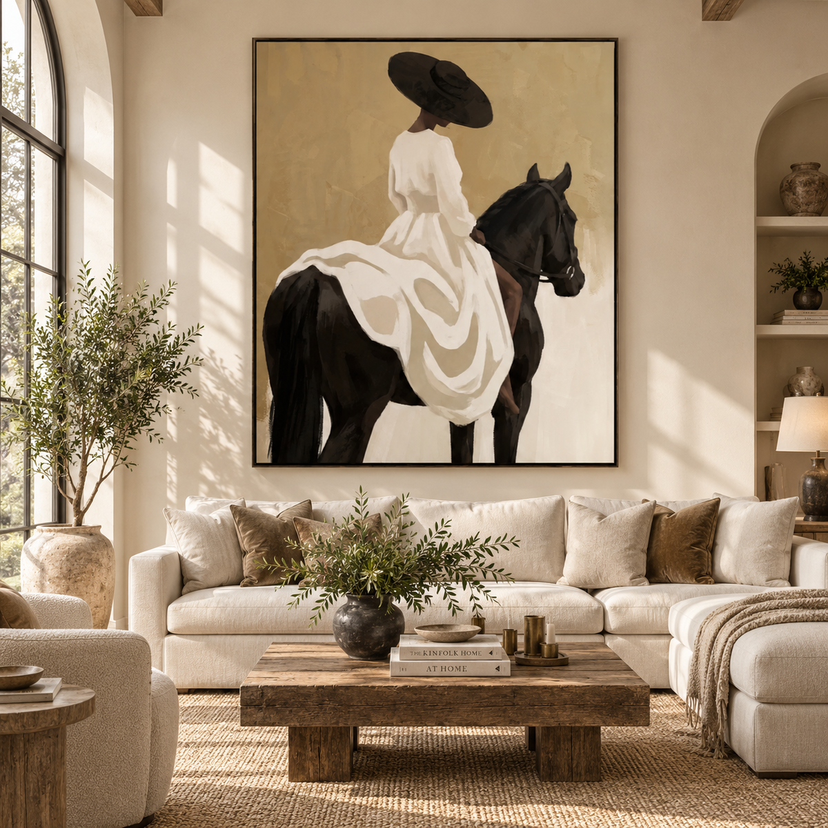 SOLORART Vintage Americana Art | Elegant Ride on the Ivory Steed