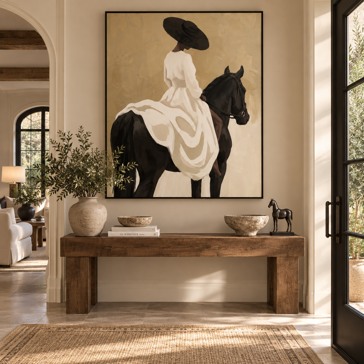 SOLORART Vintage Americana Art | Elegant Ride on the Ivory Steed