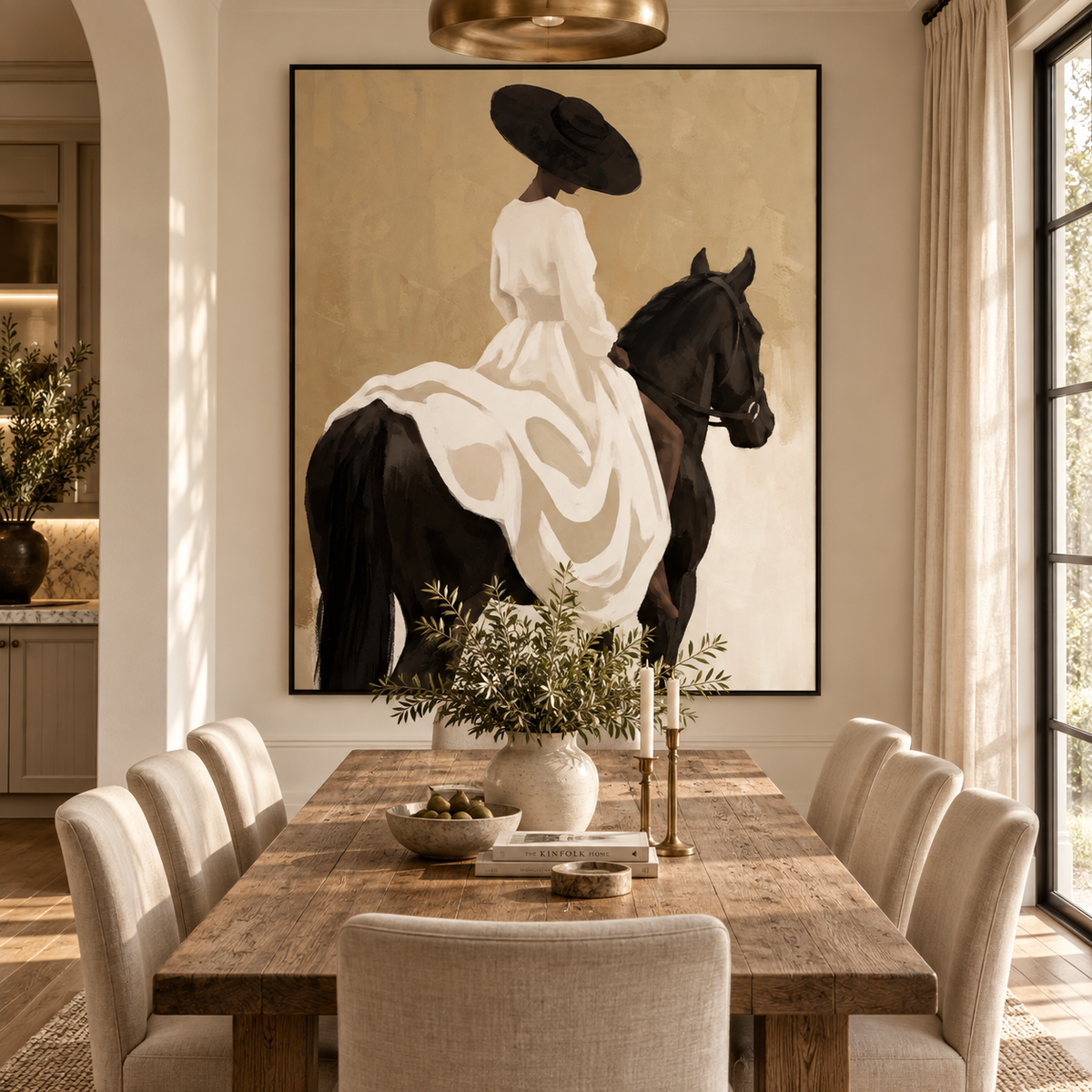 SOLORART Vintage Americana Art | Elegant Ride on the Ivory Steed