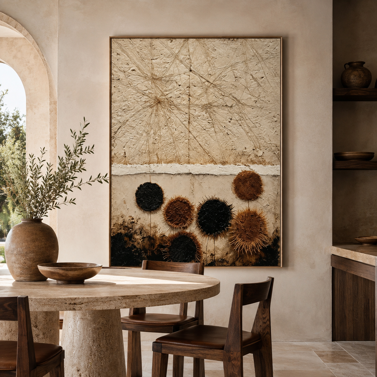 SOLORART Wabi-Sabi Art | Fibrous Circle Textures