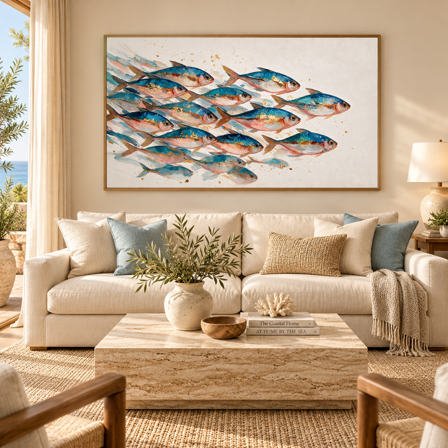 SOLORART Abstract Art | Gilded Shoal in Motion