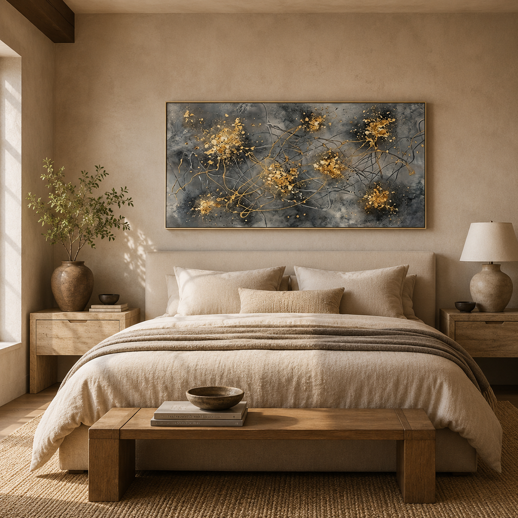 SOLORART Contemporary Luxe Art | Golden Ember Bloom