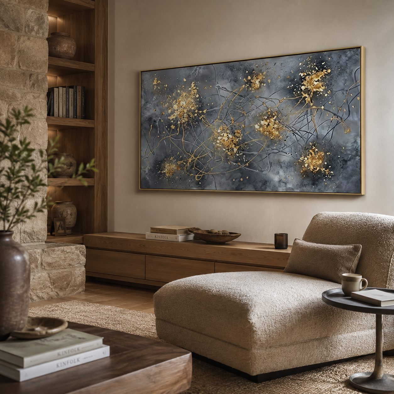 SOLORART Contemporary Luxe Art | Golden Ember Bloom