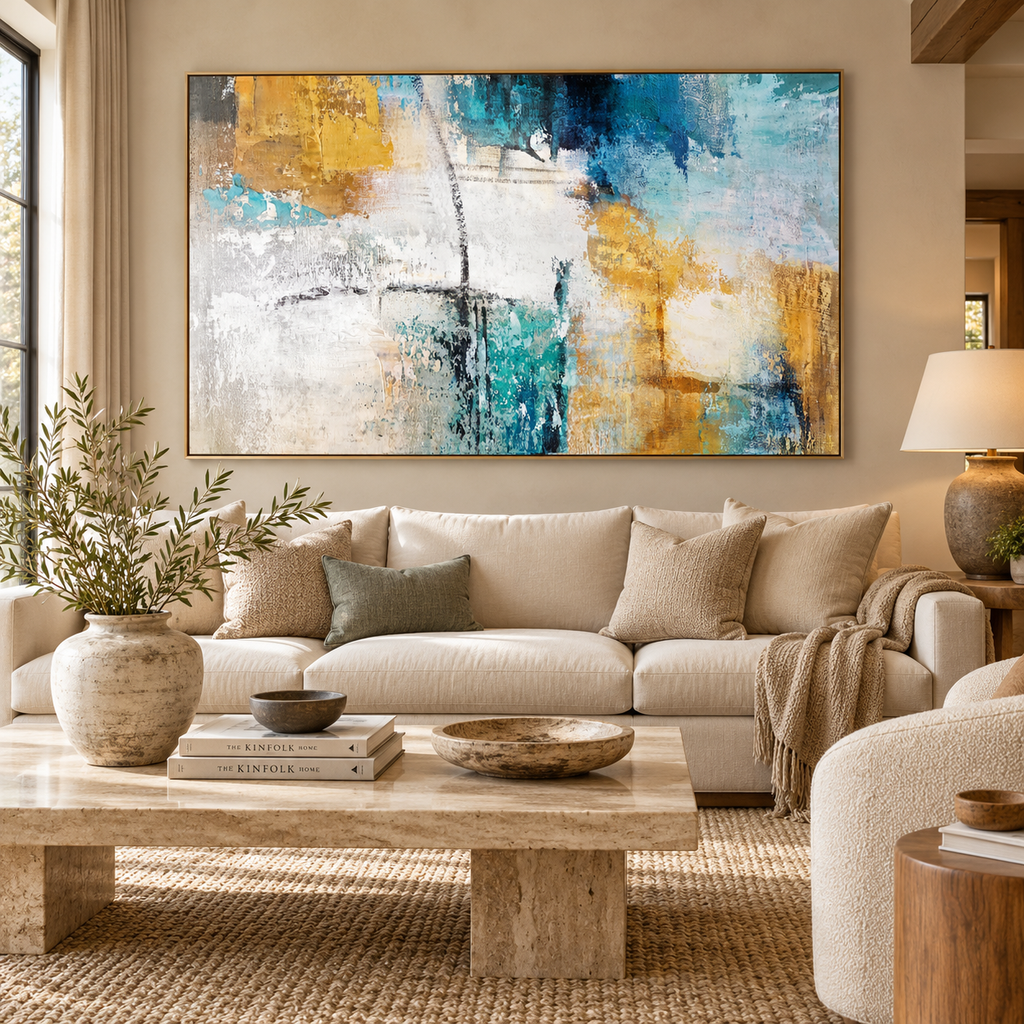 SOLORART Abstract Art | Golden Haze of Azure