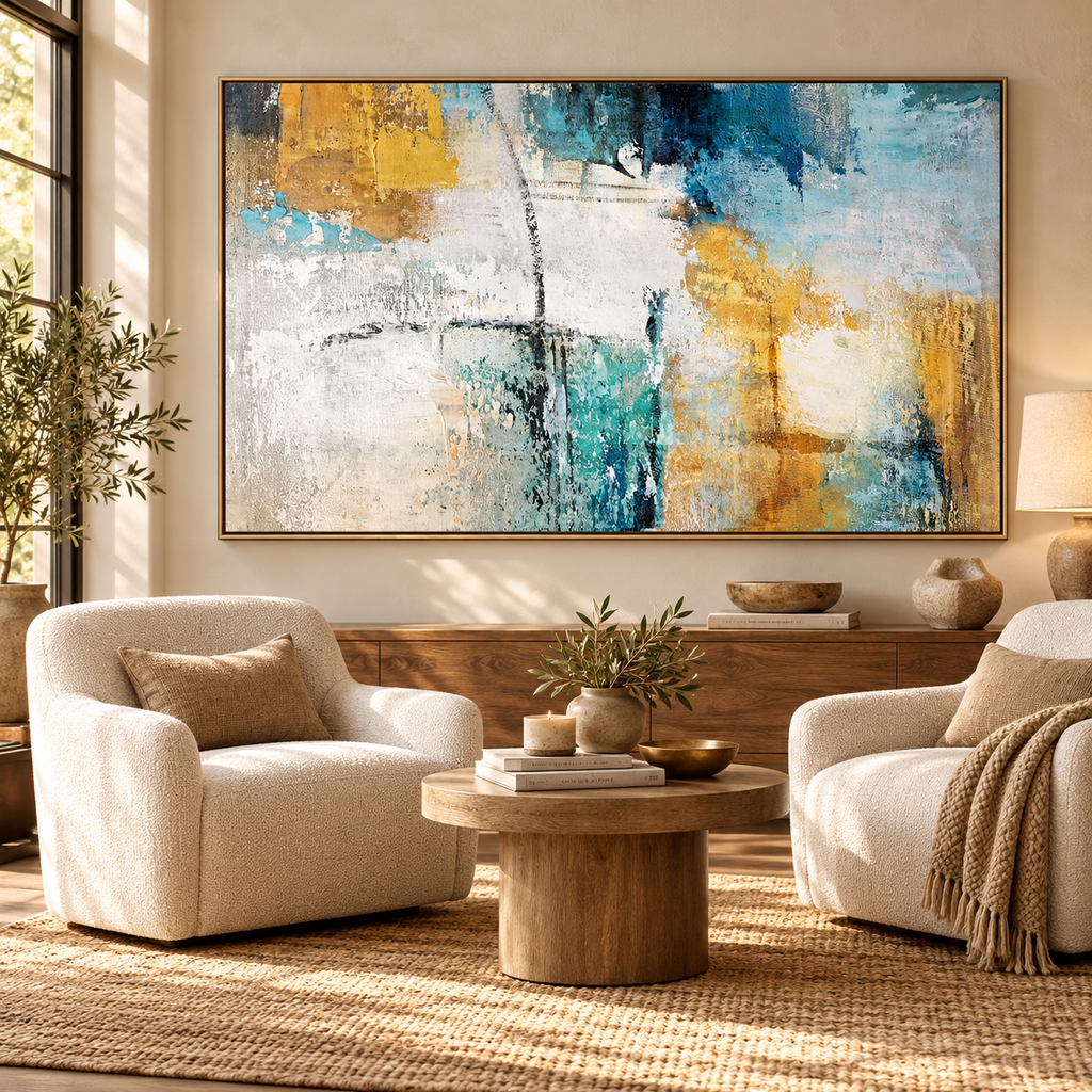 SOLORART Abstract Art | Golden Haze of Azure