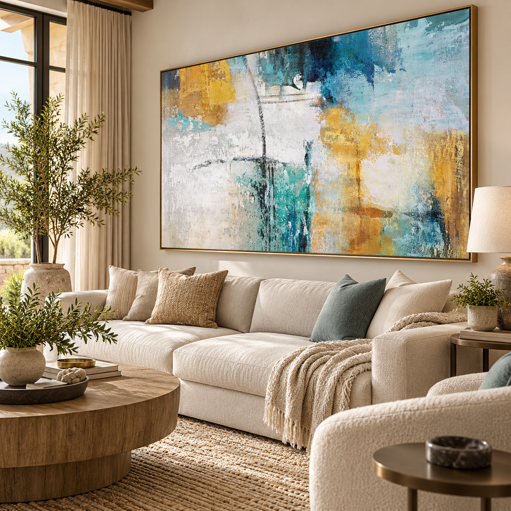 SOLORART Abstract Art | Golden Haze of Azure