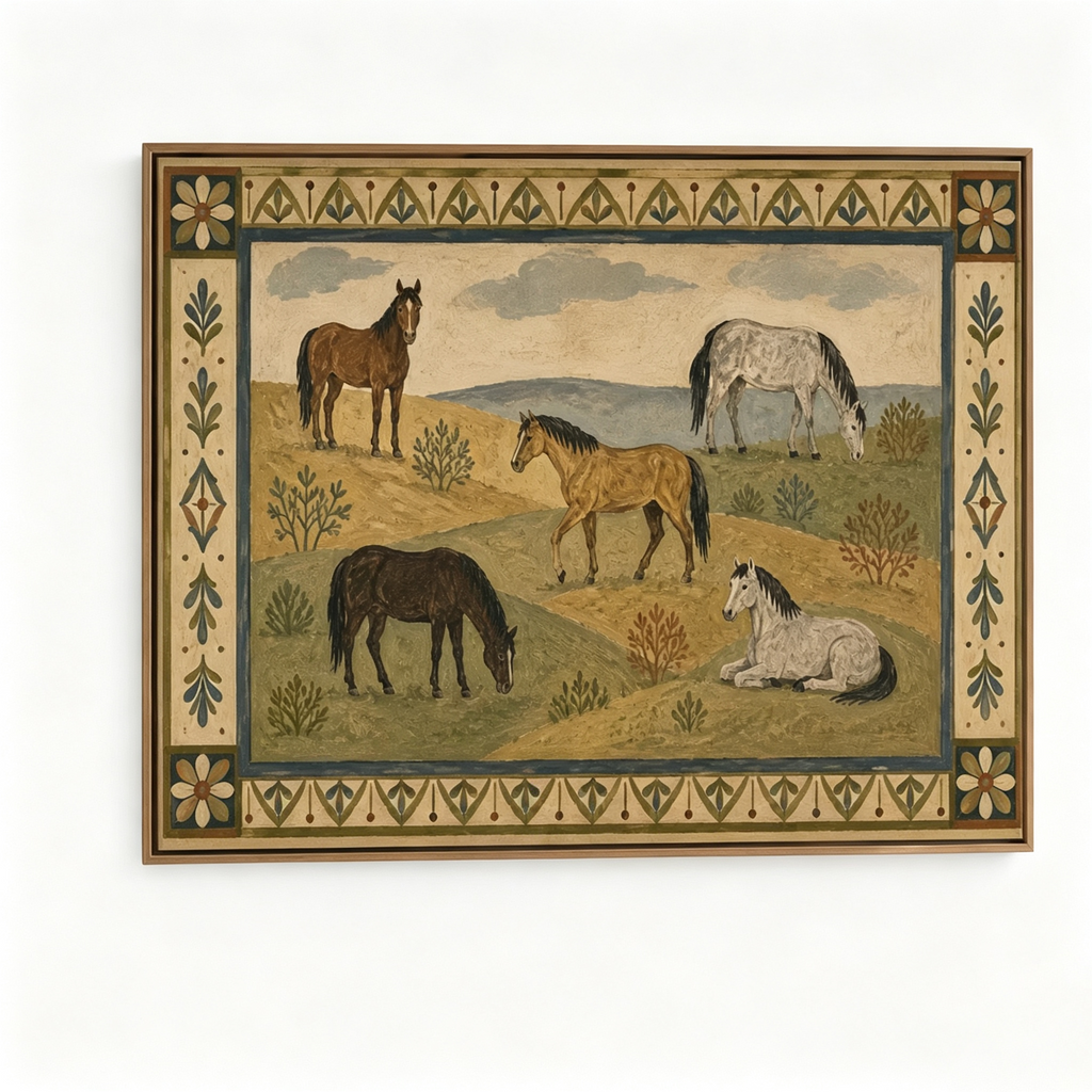 SOLORART Vintage Americana Art |  Hilltop Horses