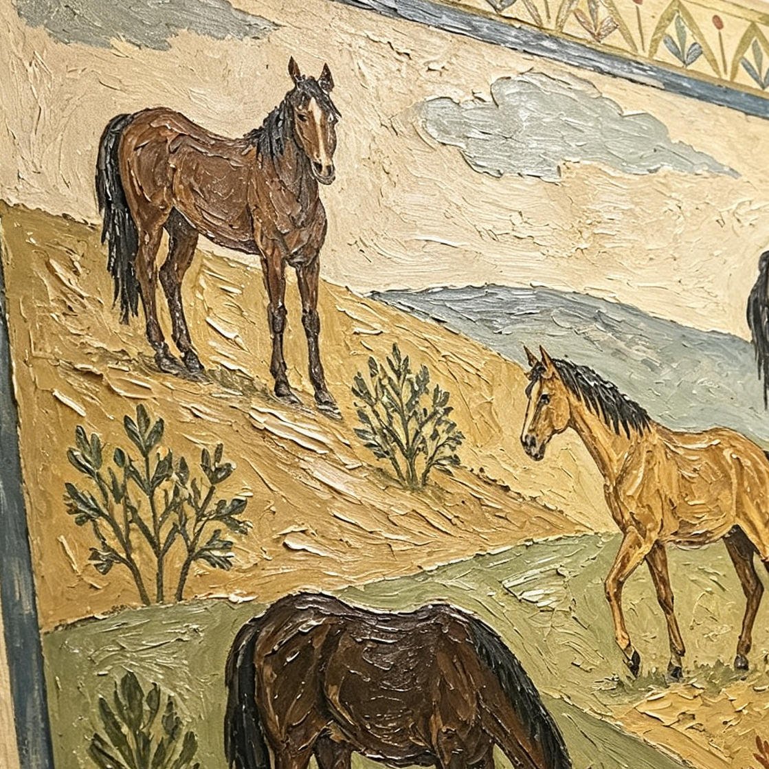 SOLORART Vintage Americana Art |  Hilltop Horses