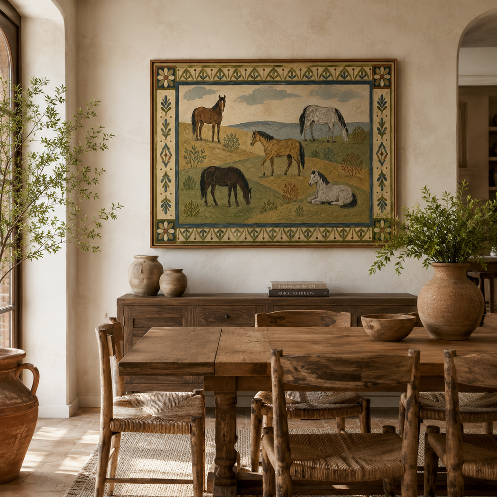 SOLORART Vintage Americana Art |  Hilltop Horses