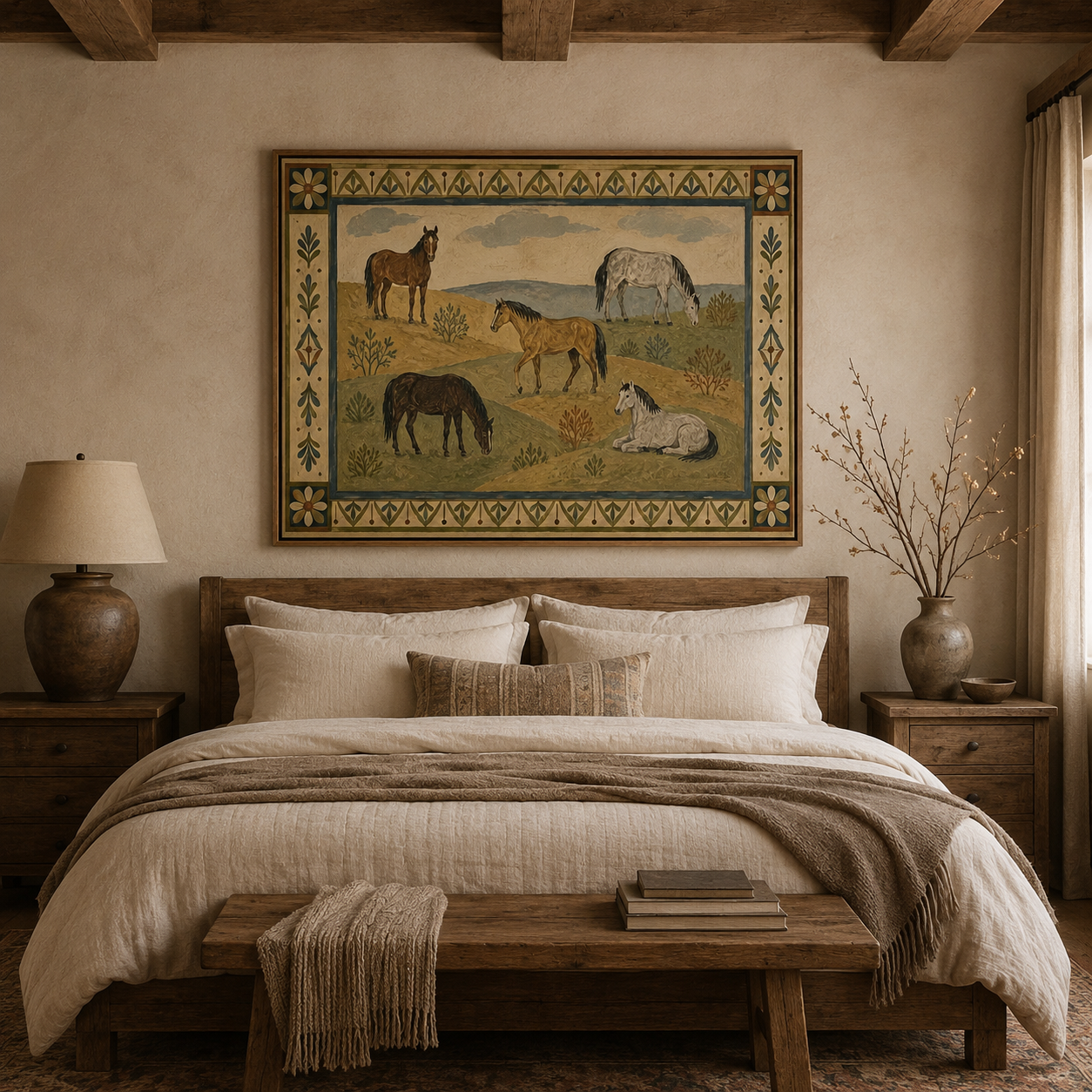 SOLORART Vintage Americana Art |  Hilltop Horses