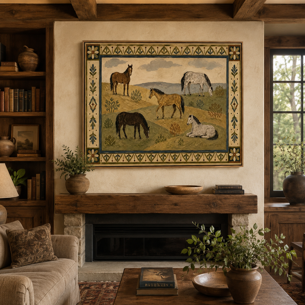 SOLORART Vintage Americana Art |  Hilltop Horses