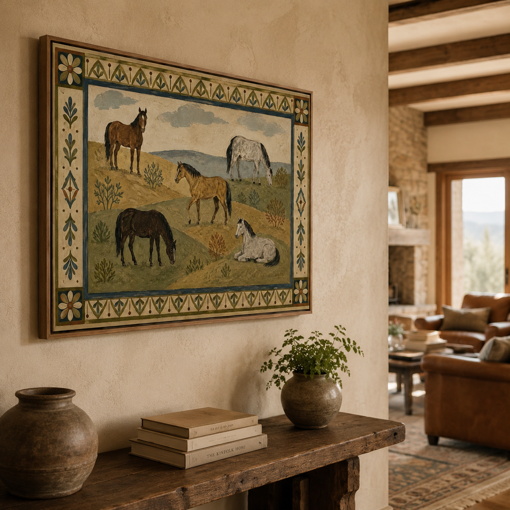 SOLORART Vintage Americana Art |  Hilltop Horses