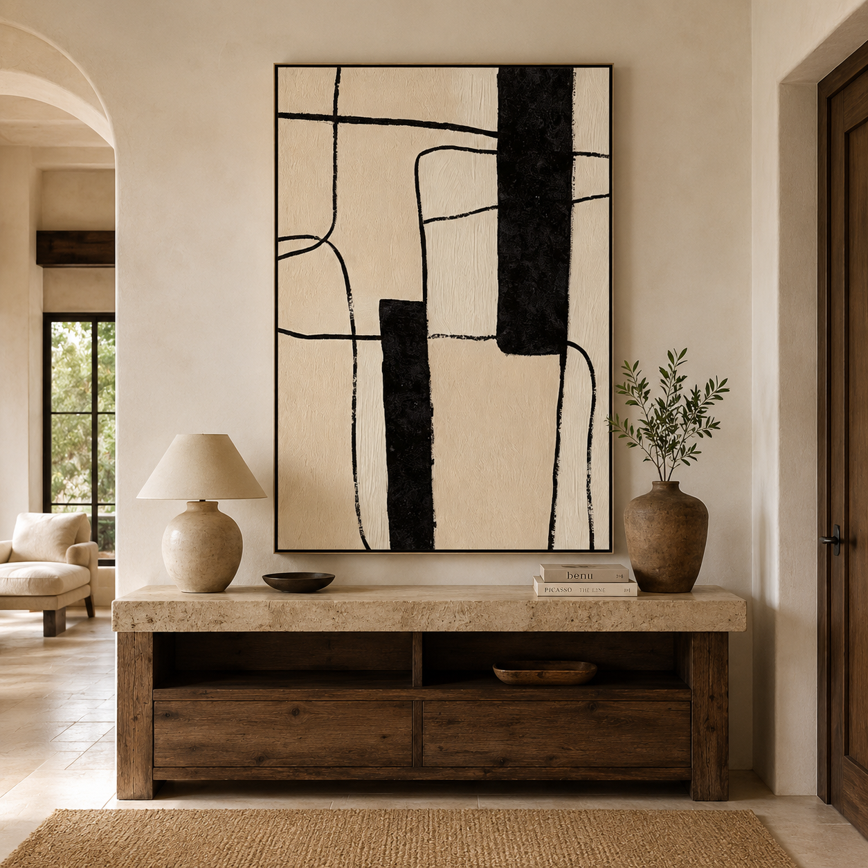 SOLORART Abstract Art | Minimal Black Grid