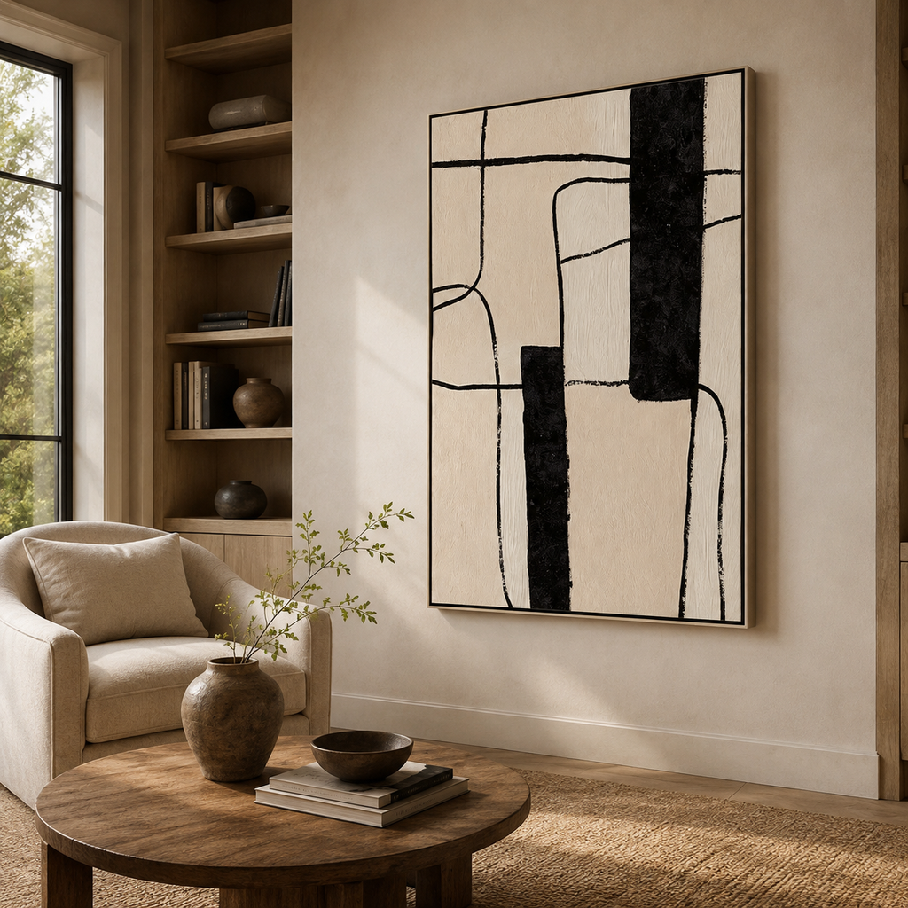 SOLORART Abstract Art | Minimal Black Grid