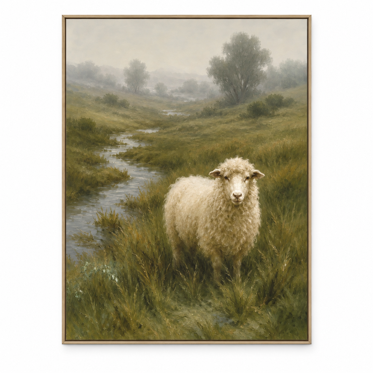 SOLORART Vintage Americana Art | Misty Valley Grazing Ewe