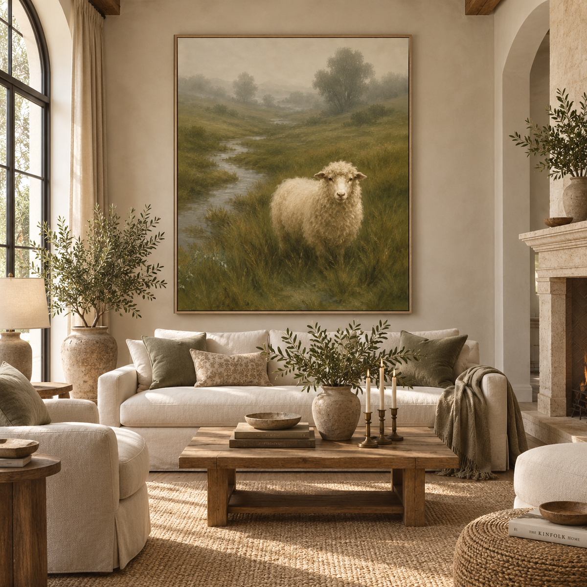 SOLORART Vintage Americana Art | Misty Valley Grazing Ewe