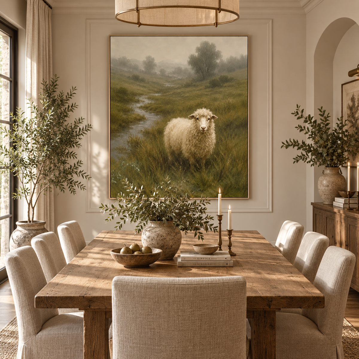 SOLORART Vintage Americana Art | Misty Valley Grazing Ewe