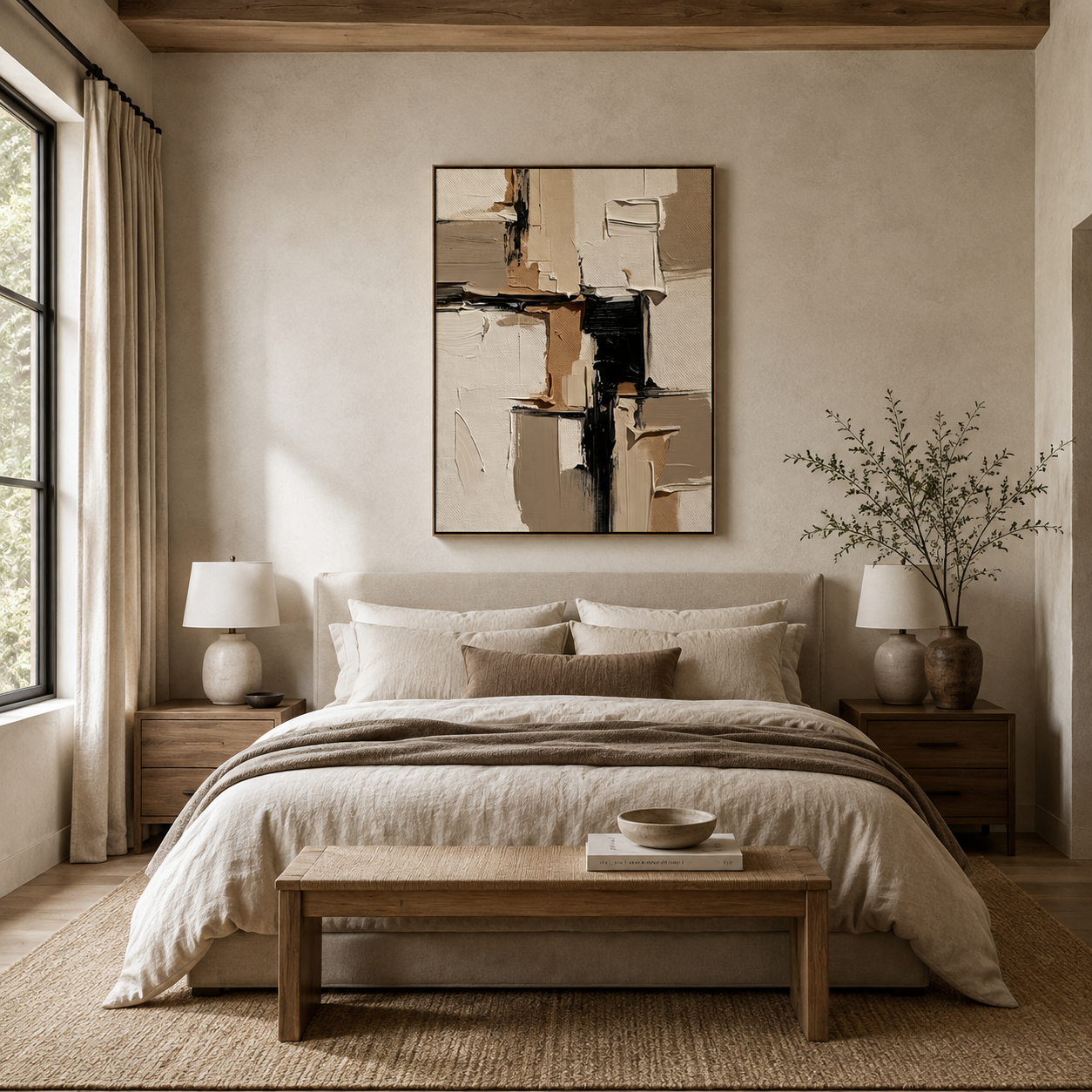 SOLORART 3D-Textured Art | Neutral Block Strokes
