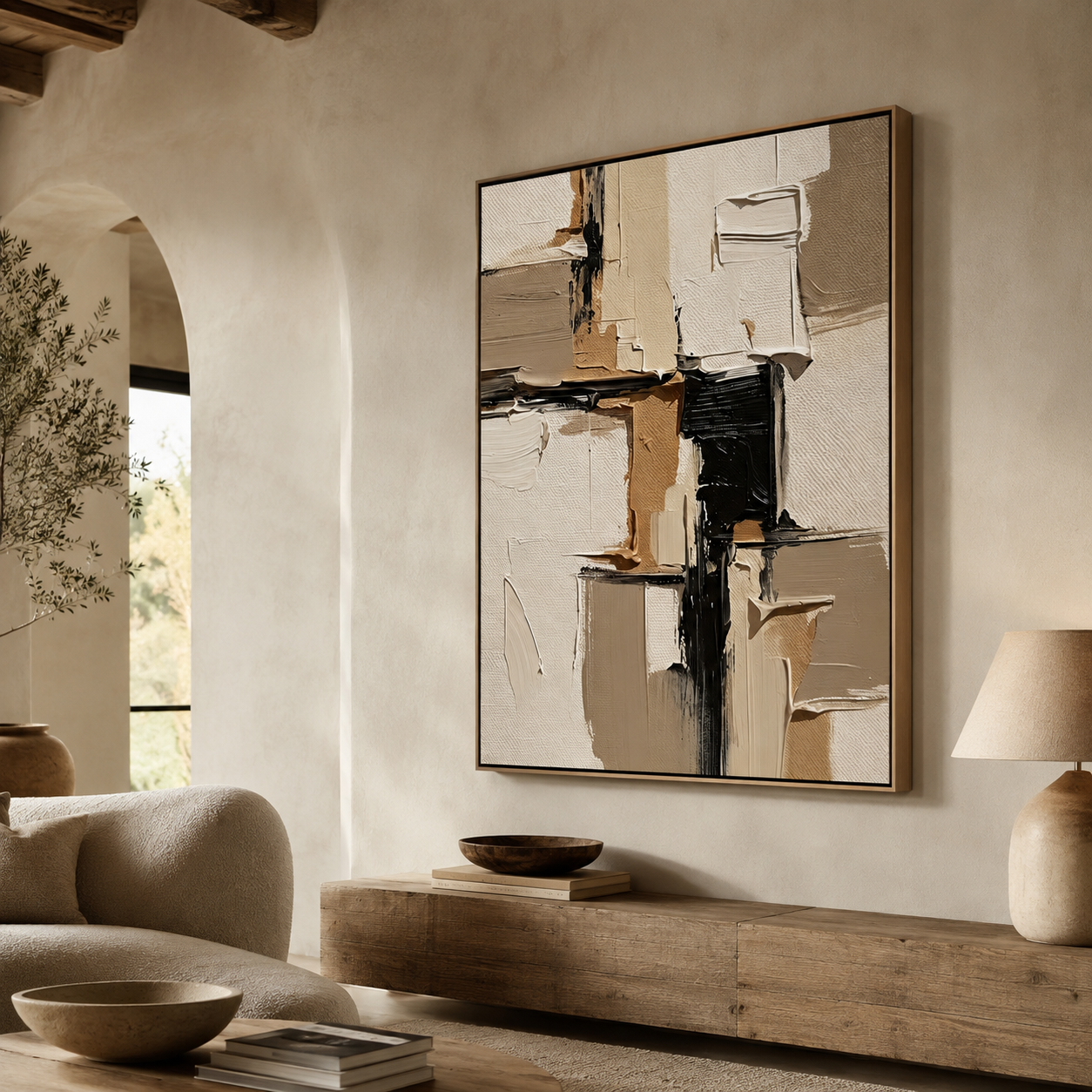 SOLORART 3D-Textured Art | Neutral Block Strokes