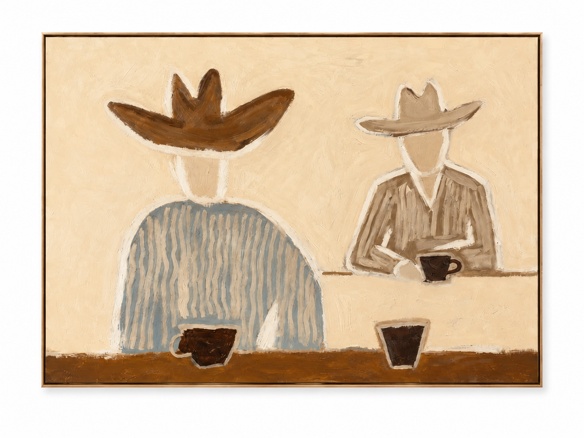 SOLORART Vintage Americana Art | Over a Quiet Coffee Break