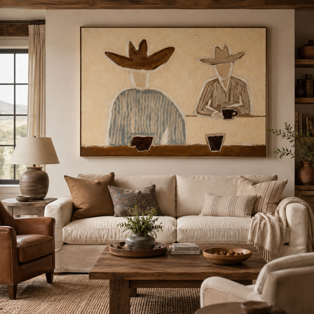 SOLORART Vintage Americana Art | Over a Quiet Coffee Break
