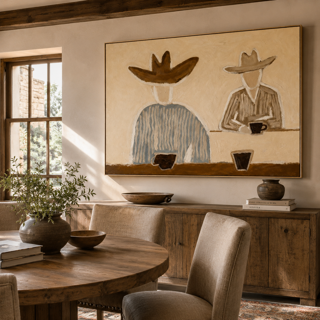 SOLORART Vintage Americana Art | Over a Quiet Coffee Break