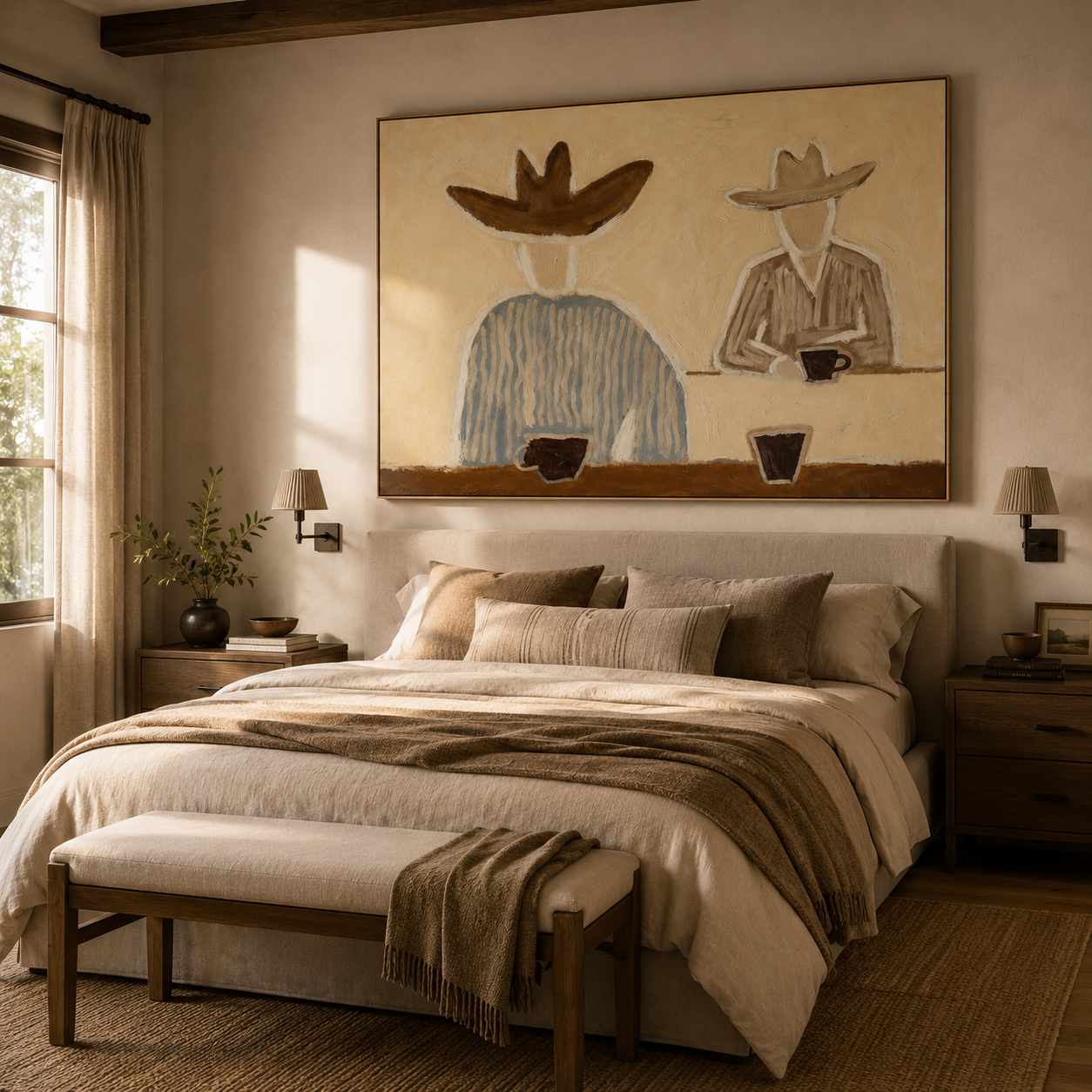 SOLORART Vintage Americana Art | Over a Quiet Coffee Break