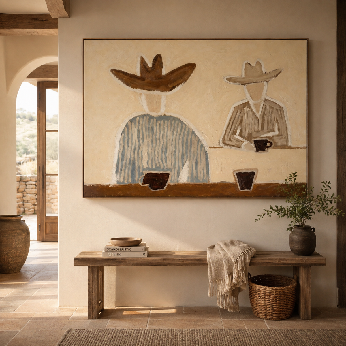 SOLORART Vintage Americana Art | Over a Quiet Coffee Break