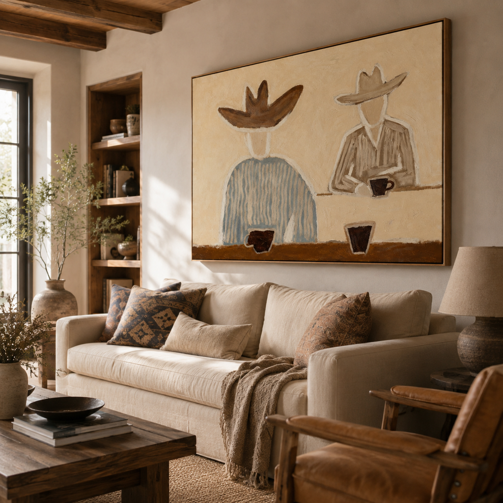 SOLORART Vintage Americana Art | Over a Quiet Coffee Break