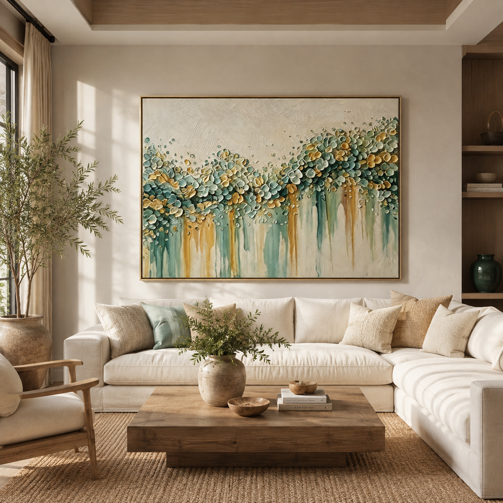 SOLORART 3D-Textured Art | Petal Cascade Glow - B